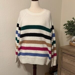 Lane Bryant Colorful Striped Crew Neck Sweater